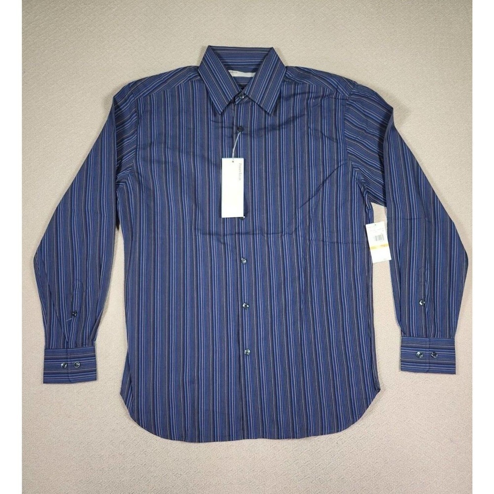 Perry Ellis Shirt Mens Small S Blue Stiped Newbury Key Button Up Cotton NWT 2